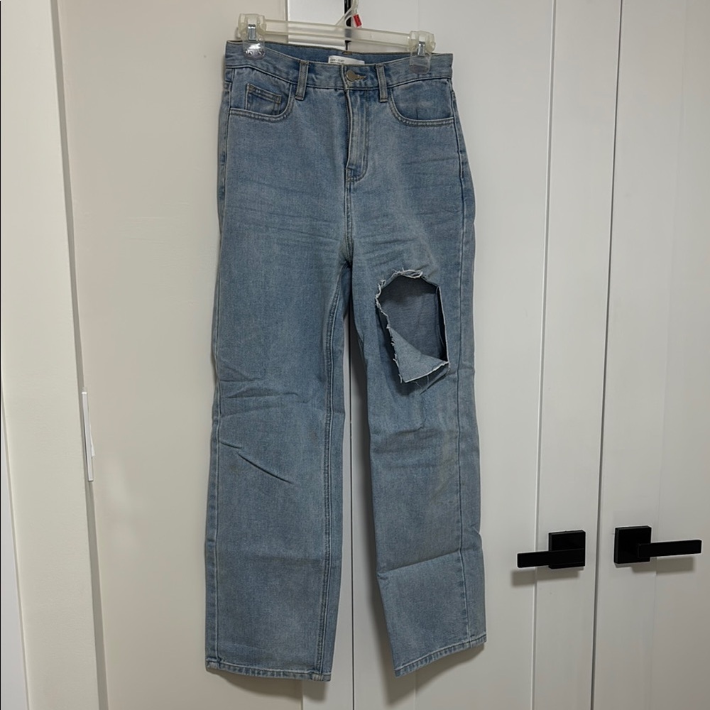 OAK + FORT Light Blue Straight Leg Jeans
